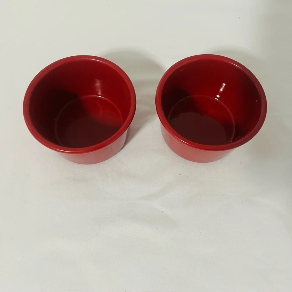 Chantal Set (2) Cook & Serve Red Ramekin 1 Cup Freeze Microwave Oven Dishwasher